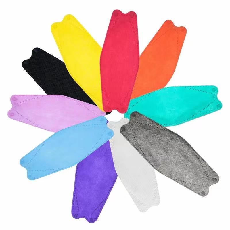 10pcs/pack non-individually packaged solid color KF94 adult fish-shaped masks
