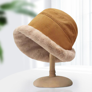 Thickened Plush Warm Fisherman Hat Women Winter Mongolian Hat Custom Logo 56-58cm Black Ginger Yellow Khaki Brick Red - Product Image 3