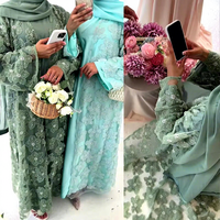 Ensemble Abaya de Luxe 3 Pièces de Dubaï en Gros, Nouveau Design 2026, Abaya Ouverte Modeste Brodée de Dentelle et Perlée pour Femmes Musulmanes