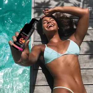 Mousse de bronceado con protector solar de etiqueta privada personalizada autobronceador SPF Color de piel natural de larga duración Mousse de espuma de bronceado de cuerpo completo