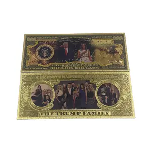 Donaldtrump Family 1 Million Dollars 24k Gold Foil Plated Bank Note Bill Plastic Banknote