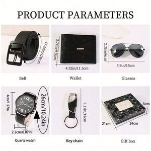 Luxury High Quality Mens <b>Gift</b> Set Wholesale Corporate Business Accessories Wallet Belt Watch Pen Keychain <b>Gift</b> <b>Box</b> Anniversary - Product Image 6