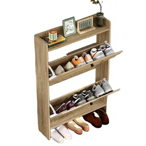 K/D 2 Drawers Wooden Rattan Storage Shoe Cabinets Shoes Rack For Living Room