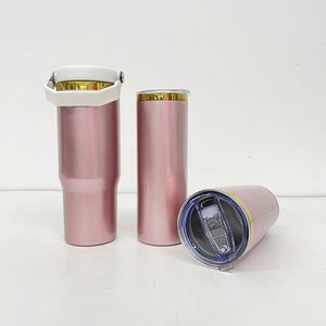 Sublimation Shiny Rose 20Oz 30Oz Mirror Gold Plated Underneath Coffee Travel Tumbler <b>Cup</b> for Laser Engraving - Product Image 2