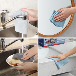 Chiffons de nettoyage en microfibre réutilisables, sans peluches, très absorbants, sans ourlets, lingettes en microfibre, serviettes de nettoyage pour cuisine, voiture, vitres - Product Image 2