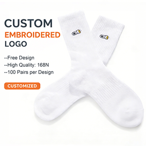 Calcetines Deportivos Personalizados <span class=keywords><strong>para</strong></span> <span class=keywords><strong>Hombre</strong></span> con Logotipo Bordado, Calcetines de <span class=keywords><strong>Tenis</strong></span> Transpirables de Algodón - Product Image 1