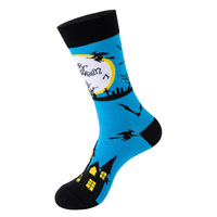 Ventes d'usine, chaussettes pour femmes pour Halloween, motifs de dessins animés, chaussettes en coton respirantes pour femmes, vente en gros