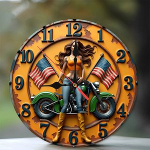Round Wooden Wall <b>Clock</b> 25x25Cm Natural Wood Grain Silent Non Ticking Home Farmhouse Decor - Product Image 1