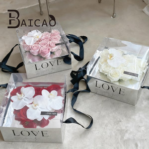 <span class=keywords><strong>Scatola</strong></span> Regalo Portatile in Carta Kraft con Stampa in Lamina Dorata, <span class=keywords><strong>Scatola</strong></span> Quadrata Artigianale per Bouquet <span class=keywords><strong>di</strong></span> Fiori per Negozi <span class=keywords><strong>di</strong></span> Fiori - Product Image 3