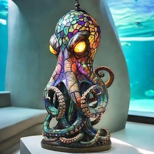 Lámpara de Pulpo de Resina con Ojos Brillantes, Lámpara 3D con Forma de Animal, Estilo Bohemio Único, Lámparas Decorativas de Mesa con Temática Oceánica para el Hogar - Product Image 1