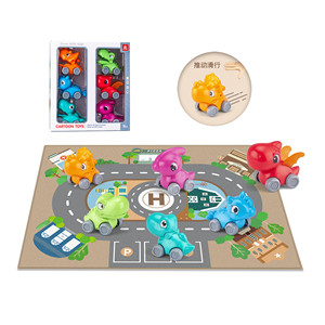 Jouets de voiture de dinosaure avec sac de rangement pour tapis de jeu, mini camions à tirer pour tout-petits bébés garçons filles <span class=keywords><strong>1</strong></span> 2 ans cadeau d'anniversaire - Product Image 5