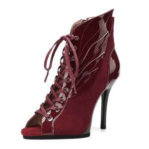 Chaussures de <span class=keywords><strong>danse</strong></span> jazz professionnelles à talon haut de 9,5 cm, bottines européennes et américaines à bout ouvert et lacées pour la <span class=keywords><strong>danse</strong></span> - Product Image 2