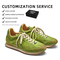 Baskets Rétro en Daim Véritable pour Hommes, Style Vintage Fait Main, à Lacets, Chaussures Décontractées, Personnalisation Disponible, Vente en Gros Direct Usine