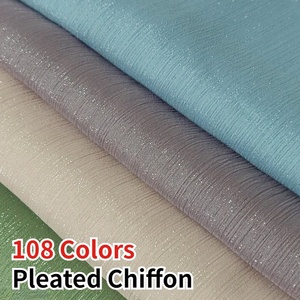 Rts 108 màu sắc chất lượng cao Kim Loại Lụa Crinkle <span class=keywords><strong>Polyester</strong></span> Crepe vải xếp li voan với lurex - Product Image 1