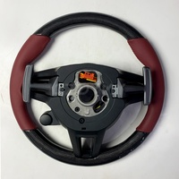 Volant en fibre de carbone pour Porsche 911 992, cuir rouge bordeaux, surpiqûres rouges, sans logo, personnalisation sportive