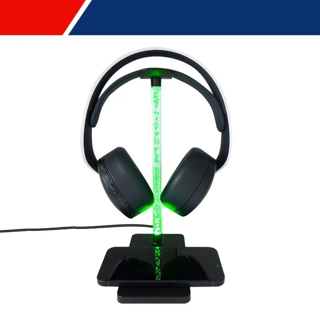 For Durable Aluminum Alloy USB Hub Gaming Headphones Stand with RGB Lighting and Wireless Charging 2 USB-C 1 USB Ports