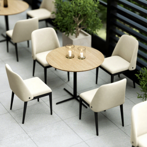 Mesa Redonda Blanca Minimalista Multifuncional de Madera para Cafetería, Silla de Cuero para Cafetería, <span class=keywords><strong>Muebles</strong></span> Comerciales para Tienda de Té con Leche y Restaurante - Product Image 1