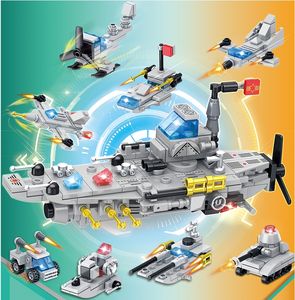 City War Military Battleship Kit <span class=keywords><strong>de</strong></span> construcción 8 en 1 Cruiser Ocean Ship Building Blocks Set Warship <span class=keywords><strong>Helicóptero</strong></span> Tanque Juguetes militares - Product Image 2