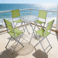 Ensemble de table pliante en fer et verre de luxe moderne, résistant aux intempéries, pour terrasse extérieure, balcon, bistrot, parc et hôtel