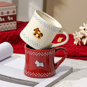 Tasses à café en céramique pour couple, motif cheval mignon, style simple, pour le <span class=keywords><strong>petit</strong></span>-<span class=keywords><strong>déjeuner</strong></span> au bureau - Product Image 2