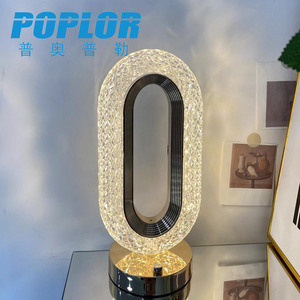 Poplor Crystal Table <b>Lamp</b> Led Touch Control O Shape Night Light For Bedroom With Usb <b>Charging</b> And Three Color Dimming - Product Image 4