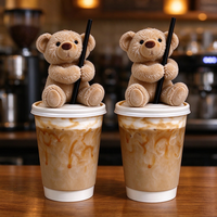 Mignon mini ours en peluche pour couvercle de tasse, décoration de tasse à café, ornement de table de café, accessoire de vaisselle, vente en gros