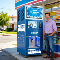 Distributeur automatique de glaçons, Distributeur de glaçons entièrement automatique, Distributeur automatique de glaçons en cubes, Station-service 24h/24 en libre-service