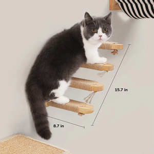 Struttura per Arrampicata per Gatti da Parete con Scala a Quattro Gradini Rivestita in Corde di Canapa, Arredo per Animali Domestici Adatto per Gatti - Product Image 2