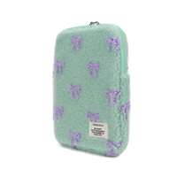 Housse d'ordinateur portable en peluche bicolore pour 13-14/11 pouces, sacoche d'ordinateur avec clip pour stylo et étiquette en tissu, antichoc et résistante aux rayures