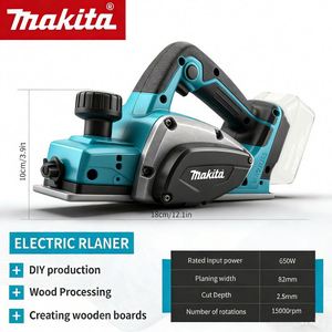 Outils électriques réglables à une main, profondeur de coupe pour le rabotage du bois et la finition des bords, raboteuse électrique sans fil <span class=keywords><strong>Makita</strong></span> sans balais - Product Image 2