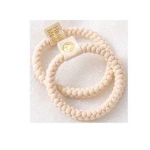 Élastique à cheveux en tissu épais avec logo Smiley, pour usage quotidien, couleur unie, accessoire capillaire de haute qualité - Product Image 5