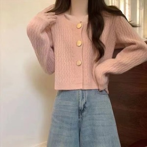 Cardigã de Tricô Macio e Felpudo para Mulheres, Decote Quadrado, Com Botões, Manga Longa, Top Casual Cropped - Product Image 4