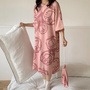 <span class=keywords><strong>Pyjama</strong></span> d'été pour femmes, style coréen, imprimé de dessins animés mignons, ample, pour femmes enceintes, manches courtes, taille élastique, printemps, bon - Product Image 3