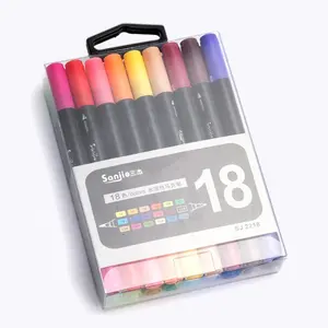 18Pcs Kleuren Zachte Harde Tweekoppige Water-Oplosbare Art Marker Pen Voor Kunstenaar Kleuring Cartoon Marker Borstel art Supplies Tekening