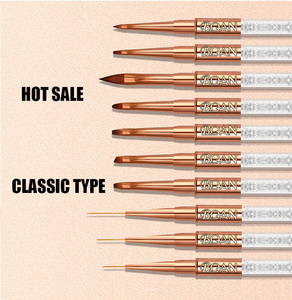 Pincel para decoración de <span class=keywords><strong>uñas</strong></span>, pincel para <span class=keywords><strong>uñas</strong></span> con diamantes de imitación, mango de Metal acrílico, pintura de oro rosa, delineador de Gel, <span class=keywords><strong>2022</strong></span> - Product Image 3