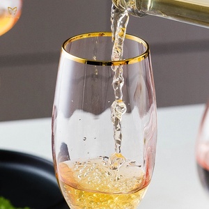 Juego de vasos de cristal de boda de lujo de color rosa y borde dorado Coupe Glass, champán, Martini y cóctel, postre y vasos para beber - Product Image 4