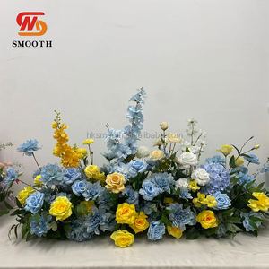 การตกแต่งทางเดินงานแต่งงานด้วยดอกไม้สีเหลือง น้ำเงิน ขาว ด้วยดอกไม้ประดิษฐ์จากผ้าไหมสำหรับงานปาร์ตี้และงานอีเว้นท์ - Product Image 3
