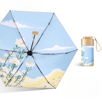 Parapluie moderne mini capsule pliable pour dames 6 côtes avec protection solaire UV poche pour téléphone pour affaires golf grand cadeau adultes