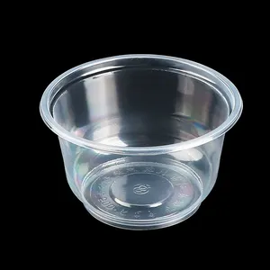 500Ml-120Mm 15Oz Wadah Mangkuk Plastik Makanan Transparan dengan Tutup