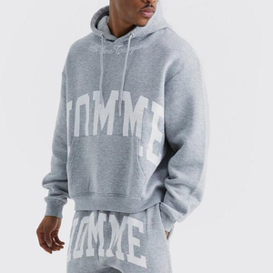 Conjunto de Sudadera con Capucha Gris para Hombre, Corte Holgado, Felpa, Chándal Informal con Bolsillo, Ropa de Otoño - Product Image 6