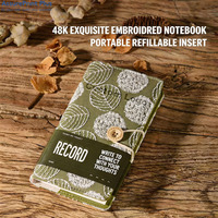 Cuaderno Organizador de Bolsillo Personalizado A4 A5 A6 B5, Estilo Vintage, Tapa Dura Bordada, Recargable, Retro, para Mujeres, Regalo, Diario