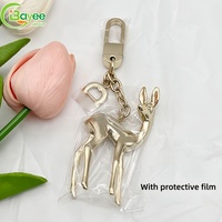 Llavero metálico Premium Perception Elegante con diseño de ciervo en 3D, color oro claro, para colgar en la bolsa, recuerdo, regalo corporativo