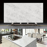 DCT OY8005 Dalle de quartz blanche moderne professionnelle de qualité supérieure, à veines abstraites effet nuage, antimicrobienne, écologique, pierre artificielle