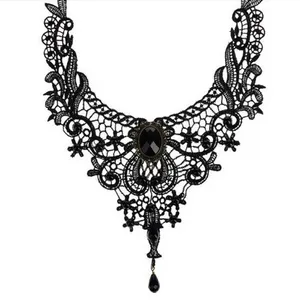 Women Black Lace Beads Choker Victorian Steampunk Style Gothic Collar Gift Wholesale Necklace