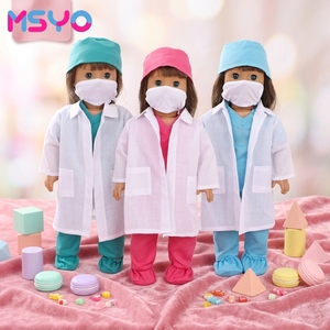 Vêtements de poupée rouge manteau de haute qualité pour fille tissu de poupée avec chapeau habillé comme un médecin - Product Image 2