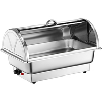 Chauffe-Plats Électrique de Luxe en Acier Inoxydable de 9L avec Couvercle Roulant pour Buffet Libre-Service, Idéal pour Restaurants