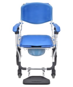 Chaise de douche pliable en alliage d'aluminium avec roues en PU de 12 pouces, siège avant en EVA imperméable, pompe pour toilettes, équipement de sécurité pour salle de bains - Product Image 5