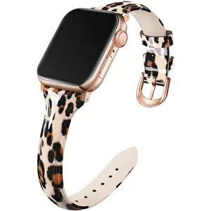2024 Women Slim Replacement Smartwatch Wristband Designer Glossy Leather Women Thin Strap For Apple Watch Ultra Band