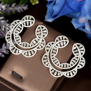 HIBRIDE Trendy kubische Zirkon Kristall Runde große Blume Stud Ohrring für Frauen Braut Hochzeit Party Schmuck Zubehör E-465 - Product Image 1