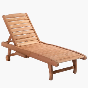 Combohome Tumbona de Madera de Abeto para Exteriores con Bandeja Extraíble, Silla de Piscina de Madera Maciza Ajustable para Jardín y Playa - Product Image 1